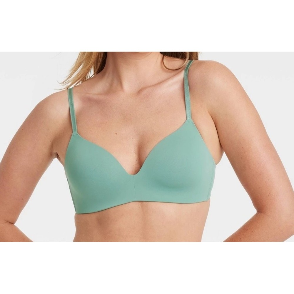 Auden The Bliss Lightly Lined Wirefree Bra Womens 32C Forest Green NWT